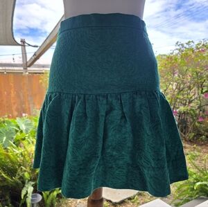 J. Crew Teal Green Brocade Drop Waist Skirt